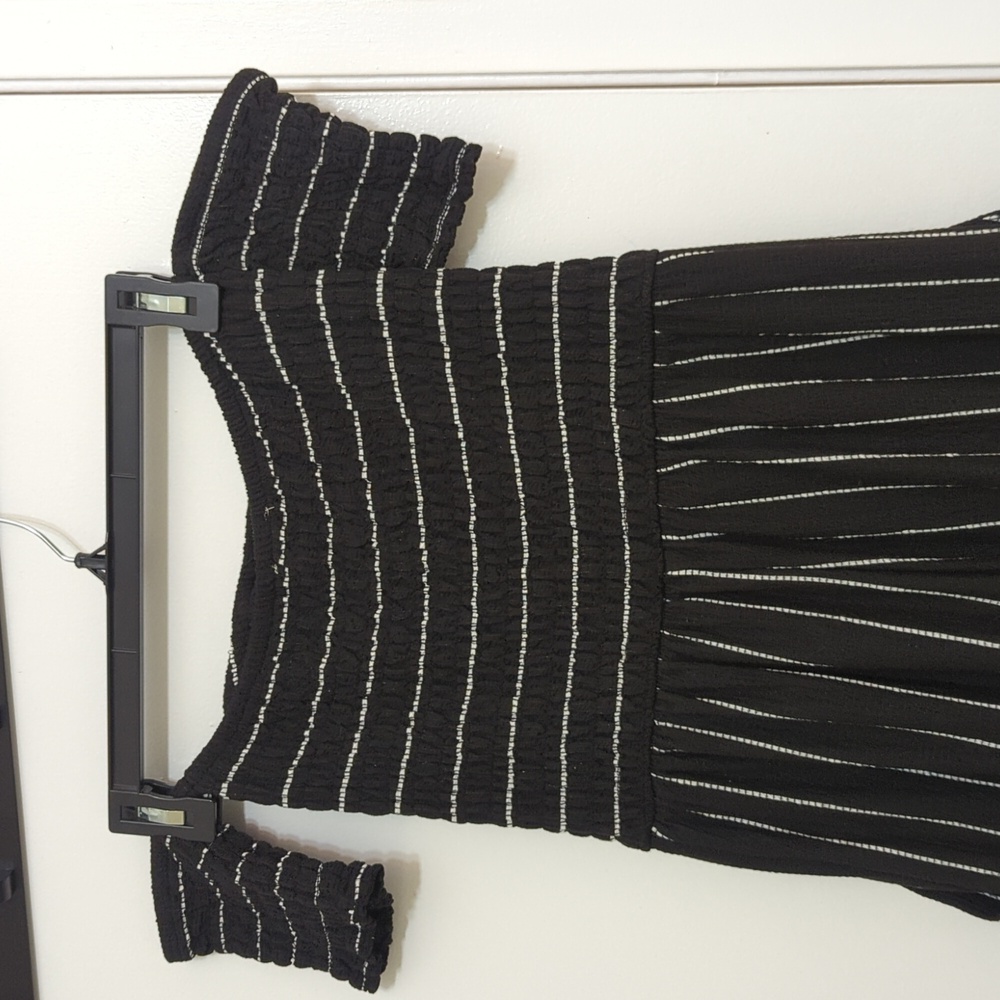 Alter'd State Black and white pinstripe strapless jumpsuit